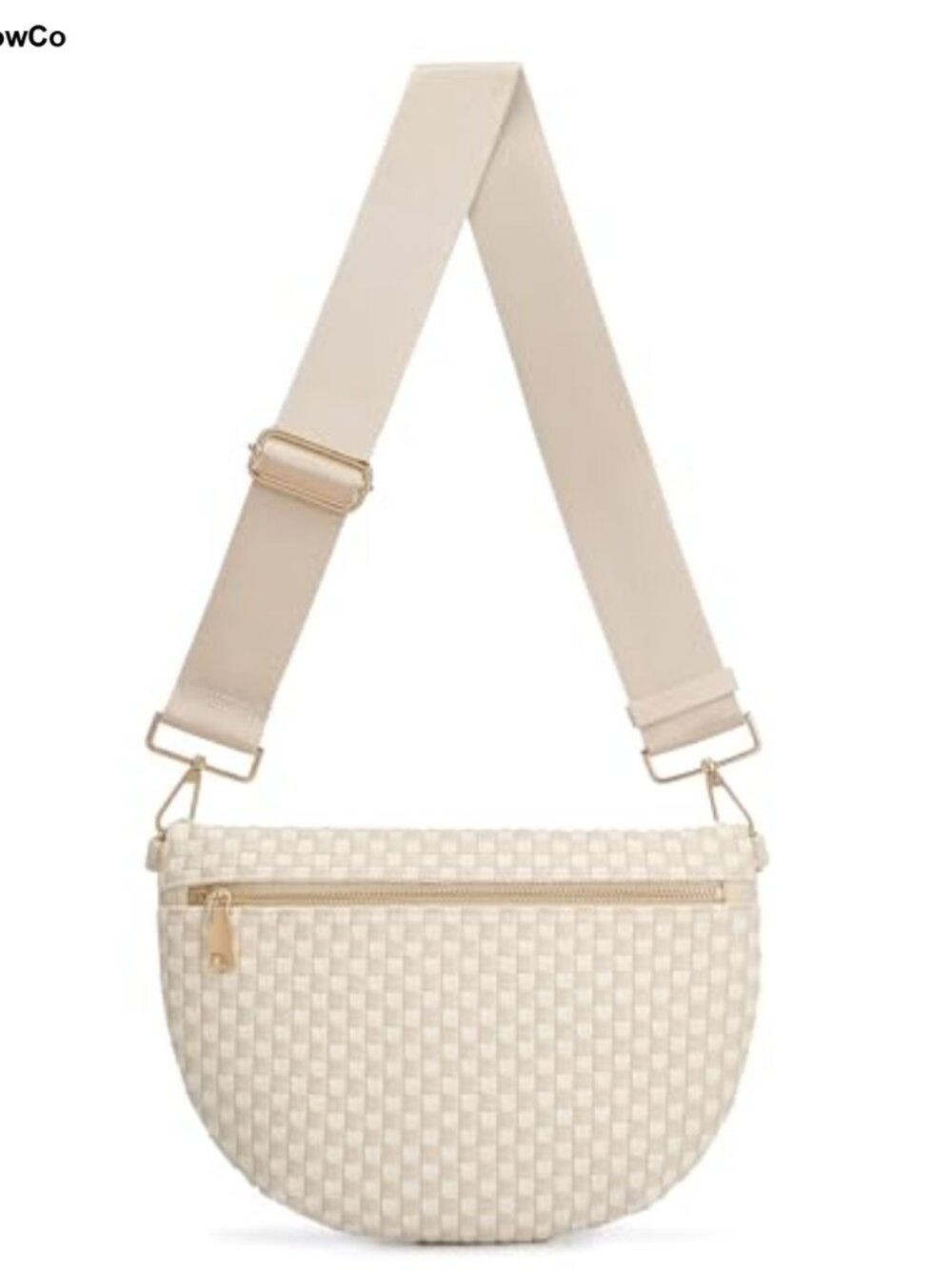Woven Vegan Leather Crossbody Bag Adjustable Strap Travel Sling